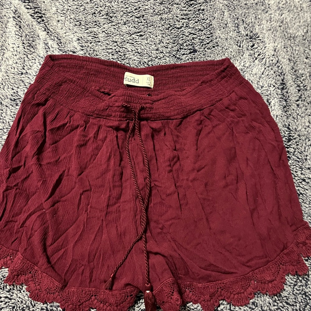 Mudd High Waist Purple Shorts with Lace Trim